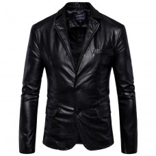 Men's Faux Leather Jacket Professional Winter Regular Coat Shirt Collar Jacket Long Sleeve Solid Colored Black Brown