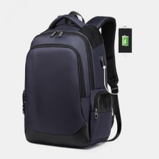 kozsports:Men Large Capacity Nylon Fashion Casual Backpack With USB Charging Port For Travel Outdoor